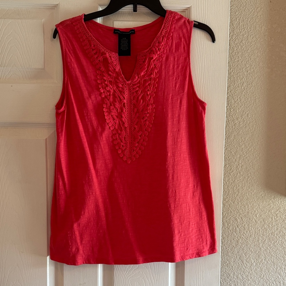 Grace Elements Red Tank Top with Lace Detail
